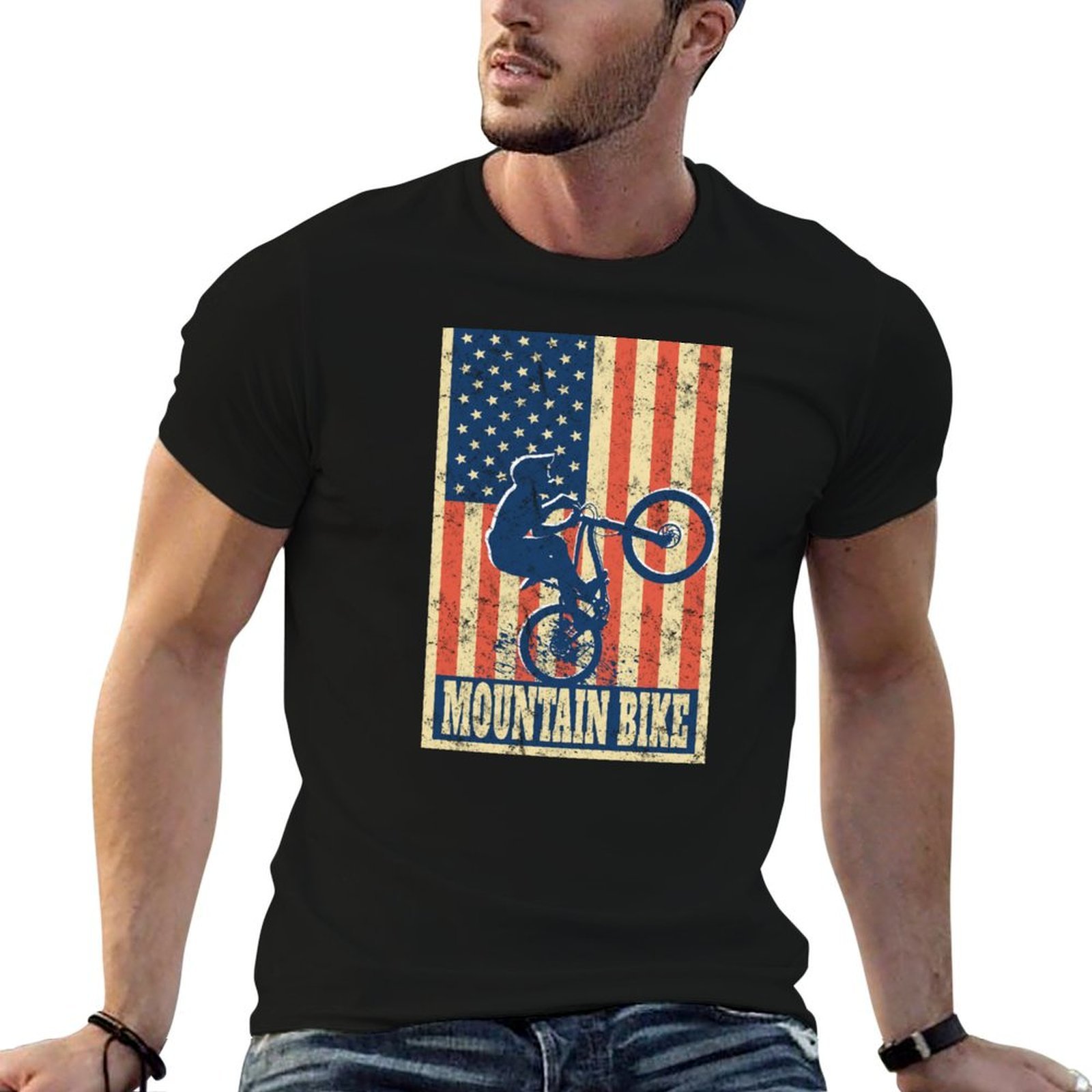Mountain Biking Holidays - Camiseta con bandera americana para ciclistas
